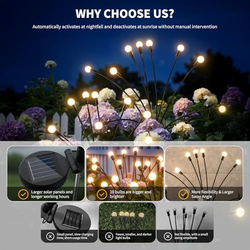 Outdoor Solar Lights Waterproof (8 Pack, 80 LED), Fairy Garden Decor, Fairy Tale Courtyard Decor, Firefly Lights, Solar Garden Lights, Solar Landscape Lights, Gifts for Women Who Have Everything - Image 7