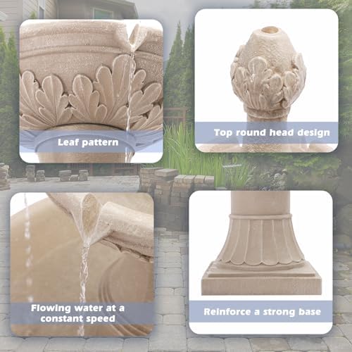 Grepatio Italian Outdoor Water Fountain, 48.4" H Bubbler Garden Waterfalls Fountains, 3 Tiered Roman Pillar Floor Water Fountain for Indoor, Yard, Lawn and Garden Décor - Image 5