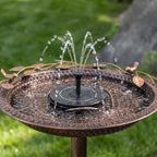 Metal Bird Bath with Solar Fountain Pump & LED Lights, 34" Tall Iron Birdbath for Outdoors, Heavy Duty Cast Iron Pedestal Bird Bath for Garden Yard Patio Lawn Deck, Bronze Finish - Image 6
