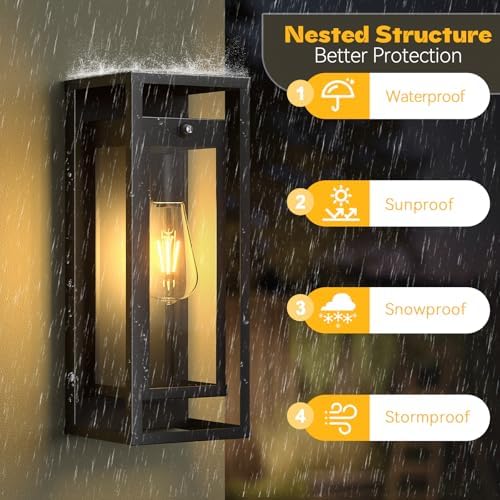 Dusk to Dawn Outdoor Wall Light 15in Waterproof Large Porch Sconce - Image 5