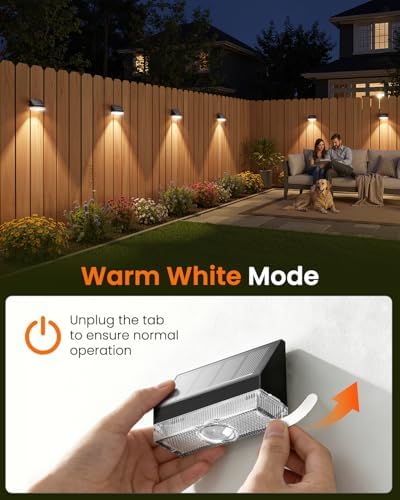 VOLISUN Fence Lights Solar Powered, Dusk to Dawn Solar Fence Lights Outdoor Waterproof with Warm White LED Spot Lens, Solar Light for Fence, Yard, Wall, Backyard, Railing, Deck, and Patio, 24 Pack - Image 2