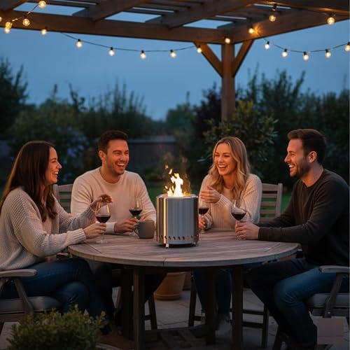 Relaxdays Smokeless Tabletop Fireplace, Stainless Steel, 25 x 22.5 x 22.5 cm, Removable Ash Tray, Camping, Silver - Image 2