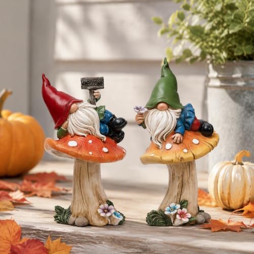 TERESA'S COLLECTIONS Set of 2 Cute Fall Gnomes Garden Decor for Yard 7" - Image 6