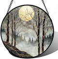 Night View of The Forest Stained Glass Window Hanging Gifts for Women 9.8" by amderven