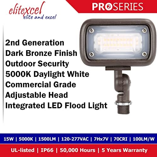 15W 5000K Daylight Bright Yard Security Lights, 1500LM 2-Pack - Image 2
