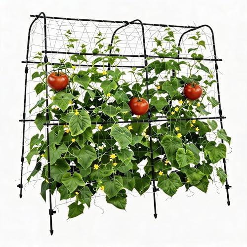 5.3x5.3FT Garden Arch Trellis for Raised Beds, Plant Support for Cucumbers, Melons, Vegetables, Peas, Tomatoes,﻿ & Climbing Vegetables, Outdoor Rust-Resistant Trellis by EcoSummer