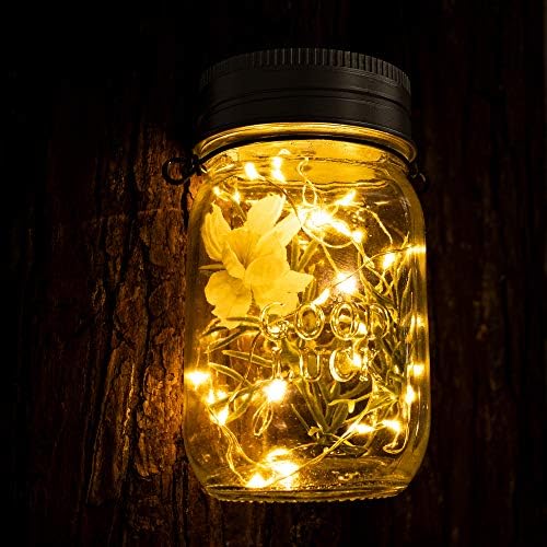 GIGALUMI Solar Mason Jar Lights, 12 Pack 30 Led String Fairy Lights - Image 4
