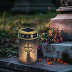 Poceacles 2 Pack Cross Solar Lights Outdoor for Cemetery Grave Solar Lights Outdoor Waterproof Decorative Flameless Candle for Cemetery Garden Backyard Outdoor Decor, Deer Cross Dove of Peace - Image 3