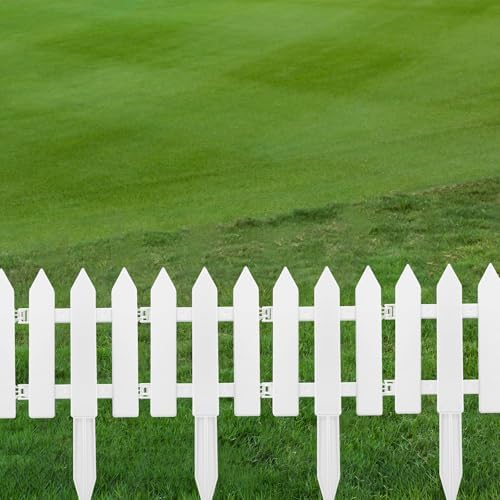 72 Pack White Garden Fence with 72 Insert Lawn Picket Fence Garden Border Decorative Plastic Panels for Landscape Path Flowerbeds Plant Yard, 6.69'' L x 7.87'' H - Image 6