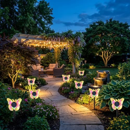 Decorative Garden Stakes, 2-Pack Butterfly Solar Lights for Outside, Yellow - Image 4