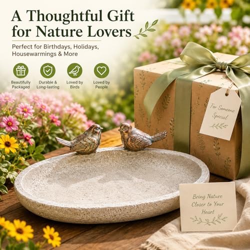 MUMTOP Bird Baths for Outdoor, Resin Garden Ground Birdbath Bowl Yard Decor - Image 5