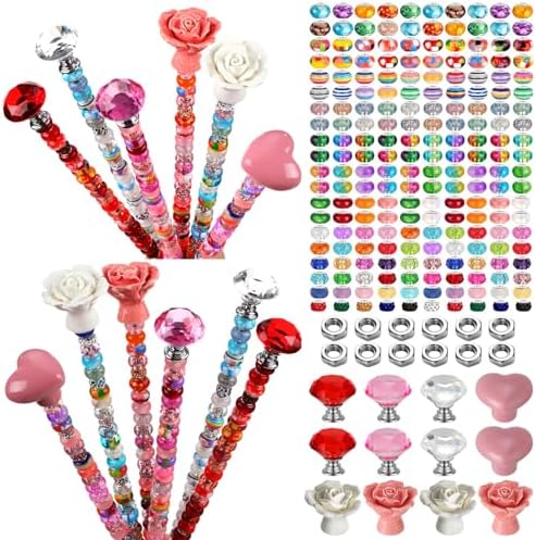 Tigeen 236 Pcs Garden Stake DIY Fairy Wand Plant Stake, Ceramic Rose Heart by Tigeen