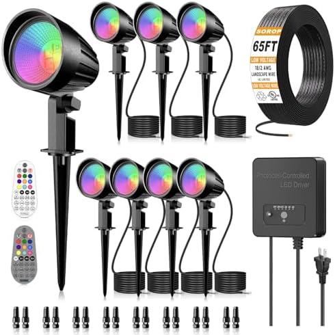 RGBW Low Voltage Landscape Lighting Kit, Outdoor Spotlight 8Pack by SOROP