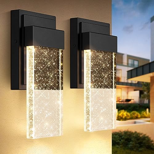 BesLowe Outdoor Wall Light Fixtures with Crystal Bubble Glass, 10W 3000K by BringYourBrightFuture
