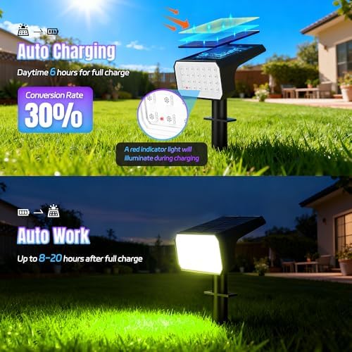 Color Changing Solar Spot Lights Outdoor Waterproof, 10 Pack, 28 LED RGB - Image 4
