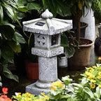 Outdoor Garden Animal Statues Patio Décor, Outdoor Japanese Lantern Statues, Garden Decor Sculptures Villa Courtyard Stone-Like Balcony Creative Zen Landscape Ornaments 26x2 - Image 3