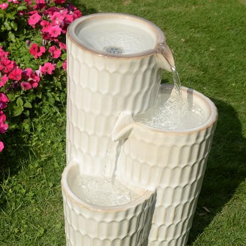 Ivory Ceramic Fountain - Elegance in Simplicity, No Lights - Image 4