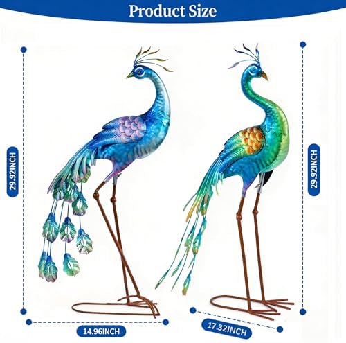 Metal Peacock Statue Garden Decor Yard Art Decoration Outdoor Sculpture - Image 2