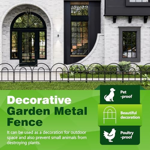 Decorative Garden Fence 43.33ft x 17in - 40 Pack Rustproof Metal No Dig Fence Animal Barrier, Arched Bed Edging Classic Style Wire Border Panel Fencing for Yard Patio Outdoor Decor, Black - Image 6