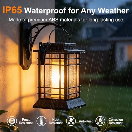 Brightever 6-Pack Solar Lanterns Outdoor Lights, Upgraded Flickering Flame Solar Lanterns Outdoor Waterproof, Hanging Solar Lights for Outside with Clip, Solar Lantern Lamps for Backyard Garden Decor - Image 5