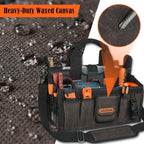 WELKINLAND 20-Pocket Electrician Tool Tote,16"Double Open-Top Tool Tote Bag - Image 3
