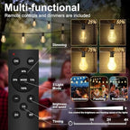 26FT Outdoor String Lights 17+2 Bulbs,120W Dimmer Remote IP65 Watterproof - Image 3