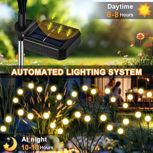 NBQQ Solar Lights Outdoor 10 Pack of 60 LEDs Swaying Firefly Garden Decor - Image 3