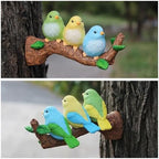 Decor for Outside Tree Hugger with Triple Birds on Branch Hanging Garden Statue Back Yard - Image 3