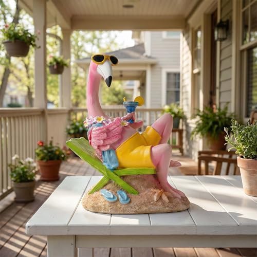 Pink Flamingo Statue Resin Outdoor Garden Decor, Tiki Bar Yard Art - Image 4
