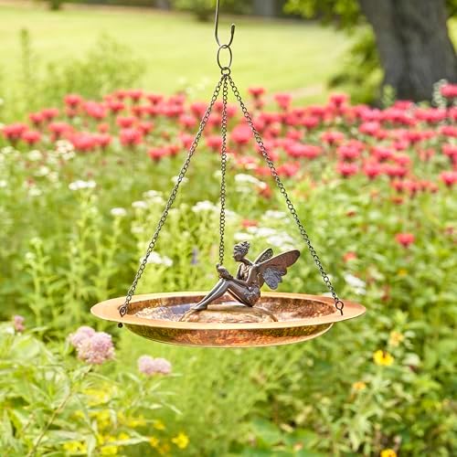 Good Directions Hanging Fired Copper Bird Bath with Fairy for Outside Backyard, Outdoor, Patio, Garden, Birdbath Gift for Bird Lovers Watchers, Large 18" Copper - Image 2