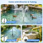Antfraer 25W Solar Fountain Pump, 320 GPH Solar Pond Pump with 4 Nozzles, Adjustable Flow & 6.6ft Tubing, Solar Water Fountain Pump for Garden, Fish Tank, Backyard - Image 4