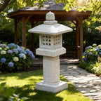 Natural Granite Stone Lantern, Japanese Garden Pagoda, Handcrafted Traditional Stone Lantern, Suitable for Garden, Patio, Zen Landscape Decor (Height 25 x Width 10 inches) - Image 4