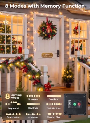Minetom 4 Pack Solar Christmas Lights Outdoor Waterproof Total 91FT 200 LED - Image 3