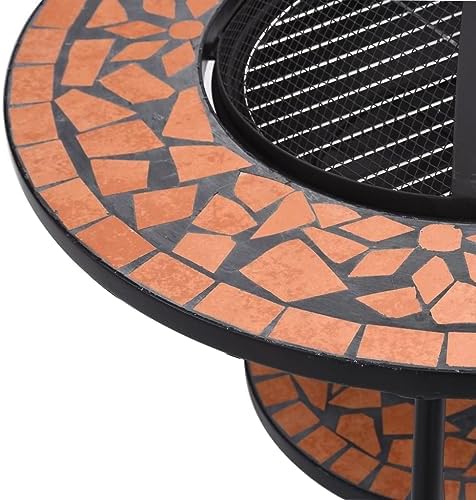 vidaXL Mosaic Fire Pit Table Terracotta 26.8" Ceramic - Image 6