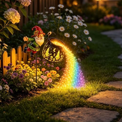 Magical Flying Gnome Cauldron Solar Garden Light Holiday Watering Can Light - Image 3