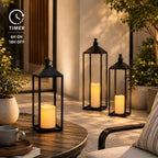 LED Lanterns Decorative Indoor&Outdoor, 23’’ 19’’ 13’’ Large Black Candle Lanterns Set with 3 Flameless Candles, Metal Holders for Porch, Patio, Garden, Home, Fireplace, Decorations Decor - Image 4