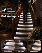 16 Pack Grey Solar Step Lights Outdoor Waterproof - 6000K Cool White - Image 4