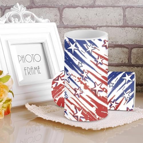 The Stars Stripes Print Flameless Candles with Remote and Timers Battery Operated Candles for Independence Day Home Party Banquet Decoration - Image 2
