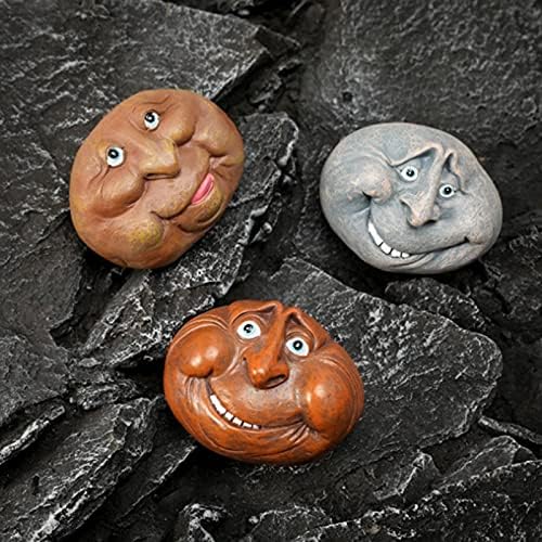 outdoor statues for Garden, front porch Garden Ornaments Outdoor Funny Rock Face Stone Smiley Statue Stone Creative Garden Statue Perfect Ornament For Indoor Outdoor Garden Porch Patio ( Color : #2 ) - Image 3