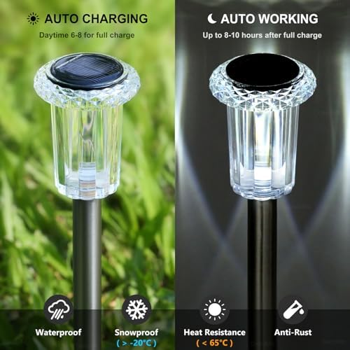 15 Pack Solar Pathway Lights Outdoor Waterproof, Cool White LED - Image 3