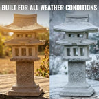 OLOMA Japanese Stone Lantern Concrete Pagoda Garden Outdoor Sculpture Zen Weather Proof Asian Accent Light Place Figurine Pathway Patio Yard Landscape Décor - Image 2