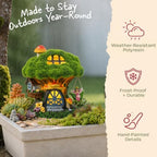 TERESA'S COLLECTIONS Fairy House Solar Light Green Moss Resin Statue 8" - Image 3