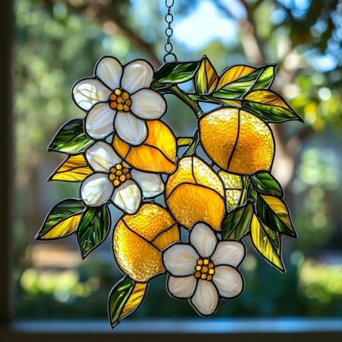 Lime Branch and Daisy Acrylic Suncatcher by AVAGAN