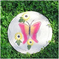 Outdoor Stepping Stones,Stepping Stones for Garden,Paver Stones,Garden Stepping Stones Outdoor,Round Stepping Stones Decorative Garden Stones，Butterfly Motif Garden Stepping Stone(Pink) by Unknown