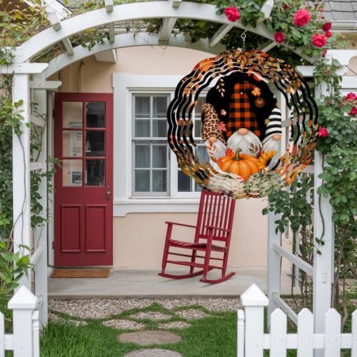 10 Inch Thanksgiving Gnomes Wind Spinner for Yard and Garden, Fall Pumpkin Maple Leaves Black Hanging Ornaments Outdoor 3D Kinetic Wind Sculpture Spinners Indoor Outdoor Patio Décor Ornaments Gift - Image 4