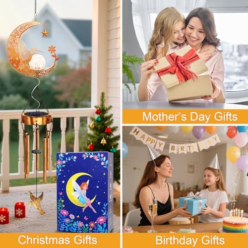 Solar Moon Hummingbird Wind Chimes,Hummingbird Gifts for Mom Women - Image 6