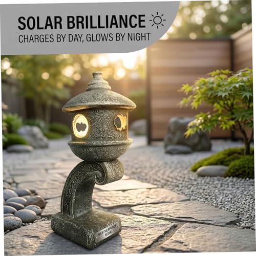 Grey Resin Pagoda Garden Statue Japanese Garden Decor – Outdoor Zen Atmosphere Pagoda Statue - Image 2