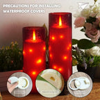 kakoya 11" x 4" Large Outdoor Waterproof Flameless LED Candles with Remote and Timer,Acrylic Pillar Candles Battery Operated with Embedded Star String for Porch,Patio,Outdoor Decor,Set of 2(Red) - Image 3