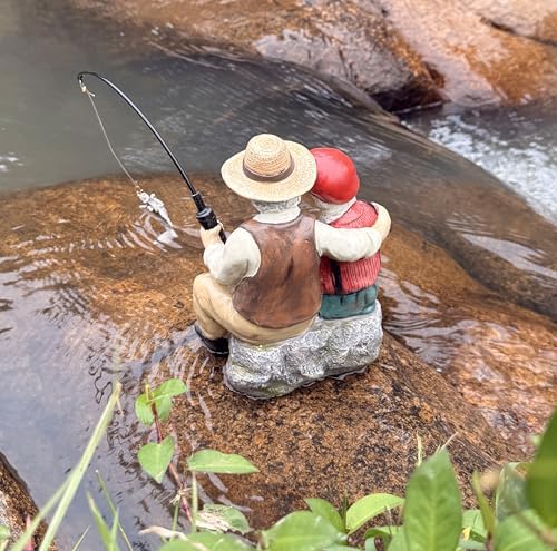 coolboy Garden Pond Couple Fishing Outdoor Statue,Yard Koi Pond Decorations - Image 7