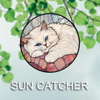Stained Glass Window Hanging 4 Pcs Set Cute Cat 7.8" - Suncatcher Door Garden Sun Catcher Decor Birthday Mother's Day Christmas Comfort Gifts for Lost Pet Woman Nana Mom Men Friend - Image 3